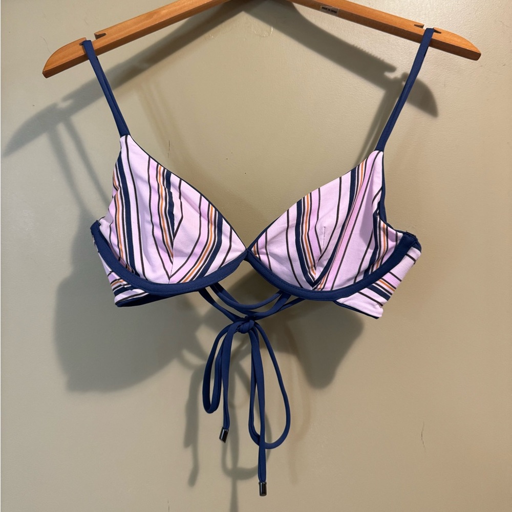 Maaji Women's Reversible Swim Top Pink/Blue Stripe size Medium